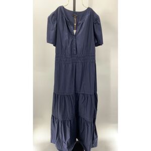 Quince Navy Blue Tiered Dress